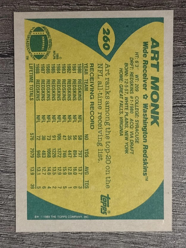 1989 Topps #260 Art Monk