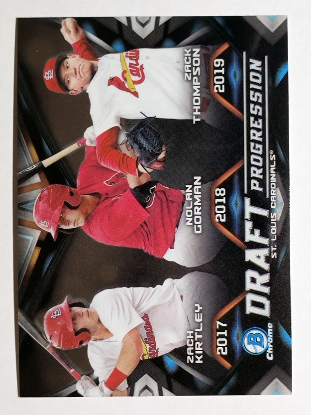 2019 Bowman Chrome Draft Progression Zack Thompson/Zach Kirtley/Nolan Gorman