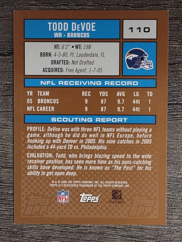 2006 Topps Draft Picks and Prospects #110 Todd DeVoe RC