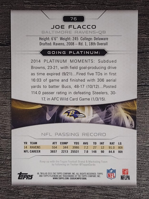 2015 Topps Platinum #76 Joe Flacco