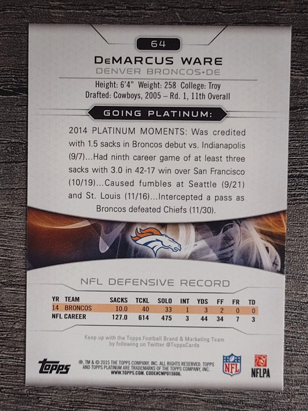 2015 Topps Platinum #64 DeMarcus Ware