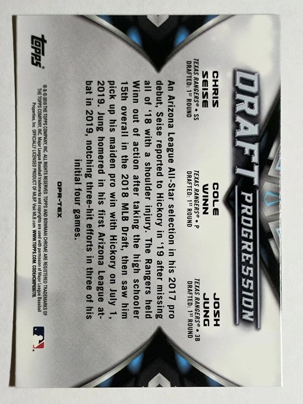 2019 Bowman Chrome Draft Progression #DPRTEX Chris Seise/Josh Jung/Cole Winn
