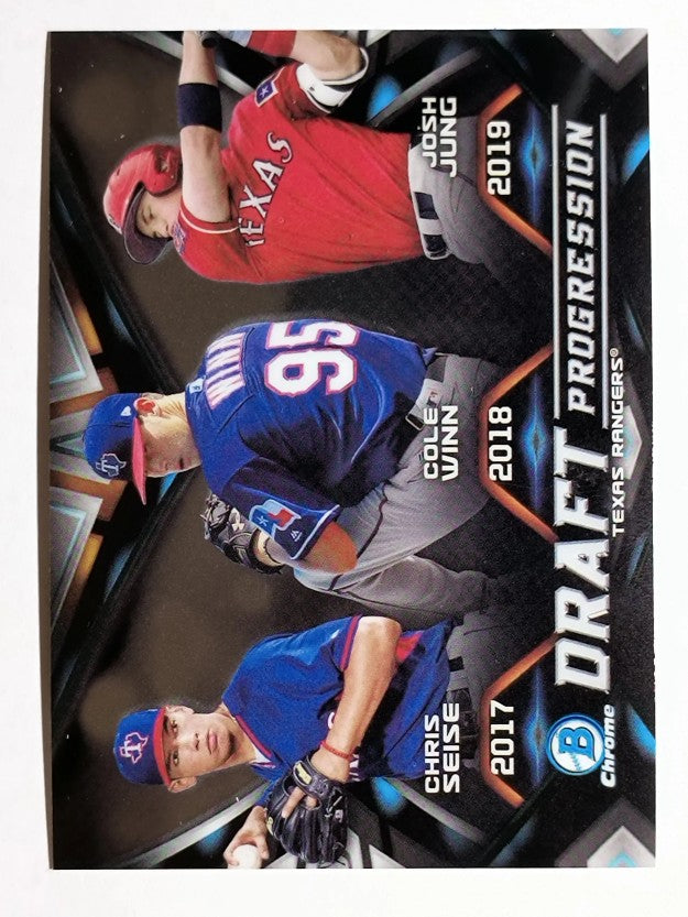 2019 Bowman Chrome Draft Progression #DPRTEX Chris Seise/Josh Jung/Cole Winn