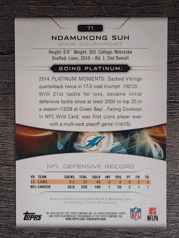 2015 Topps Platinum #71 Ndamukong Suh