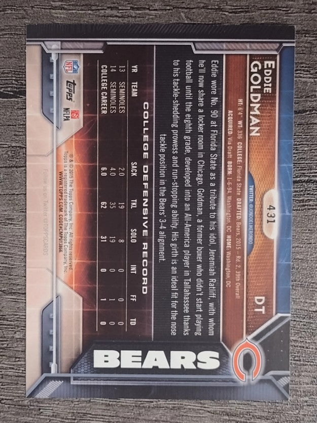 2015 Topps #431 Eddie Goldman RC