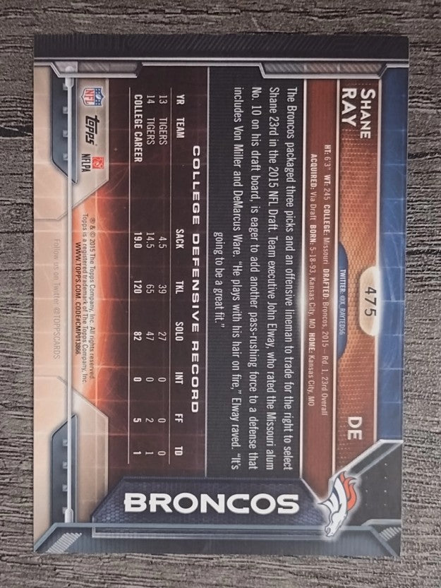2015 Topps #475 Shane Ray RC