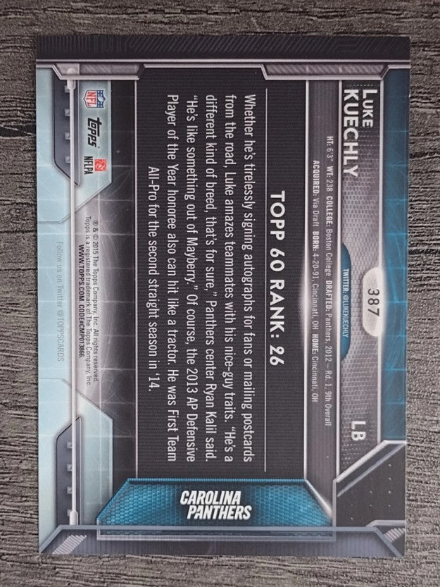2015 Topps #387 Luke Kuechly T60