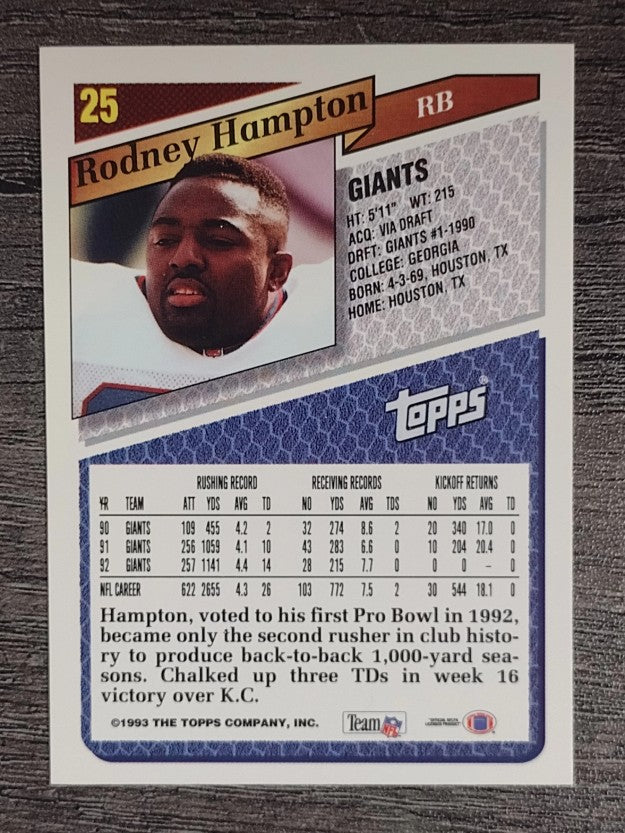 1993 Topps #25 Rodney Hampton
