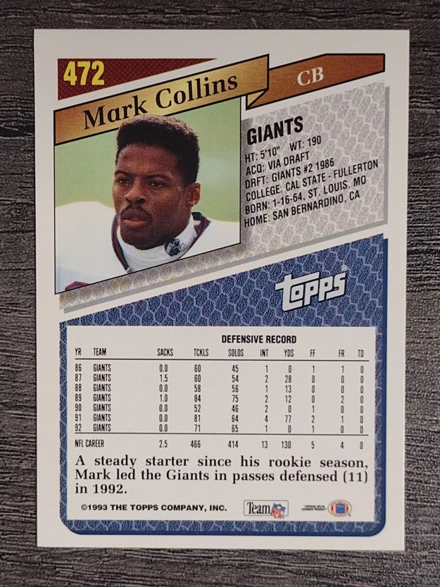 1993 Topps #472 Mark Collins