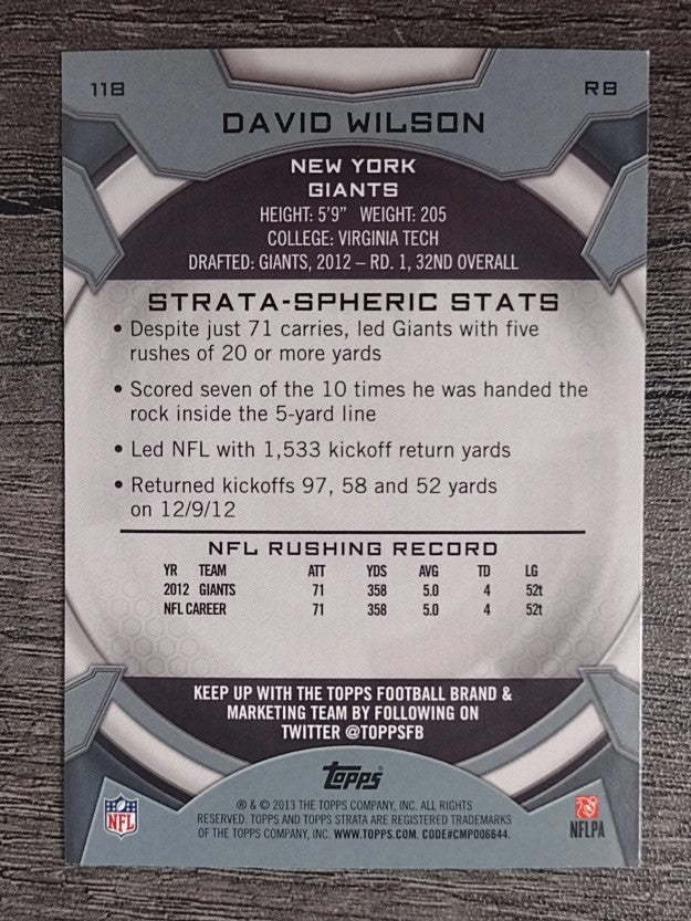 2013 Topps Strata Retail #118 David Wilson