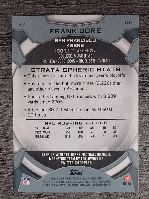 2013 Topps Strata Retail #77 Frank Gore