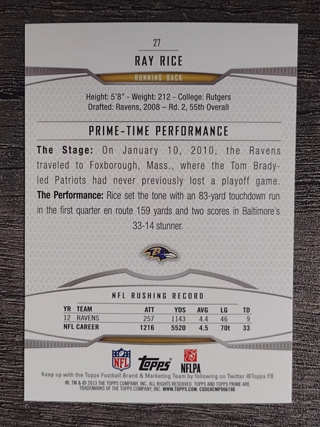 2013 Topps Prime Retail #27 Ray Rice