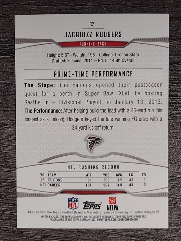 2013 Topps Prime Retail #32 Jacquizz Rodgers