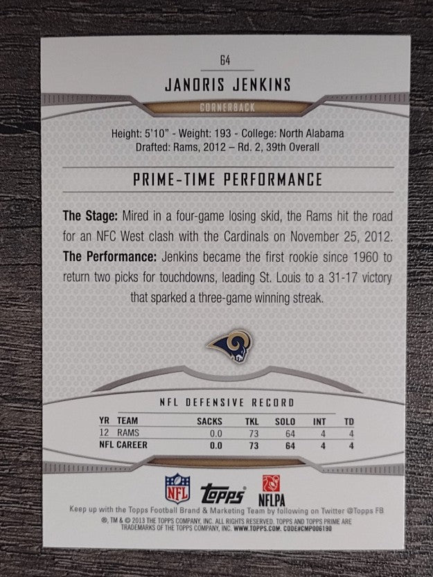 2013 Topps Prime Retail #64 Janoris Jenkins