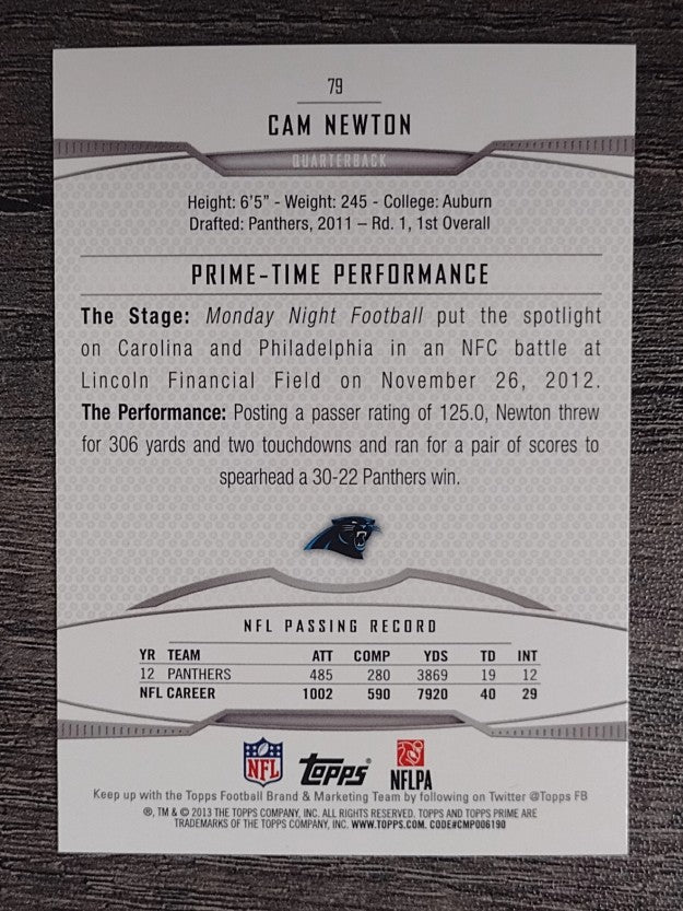 2013 Topps Prime Retail #79 Cam Newton