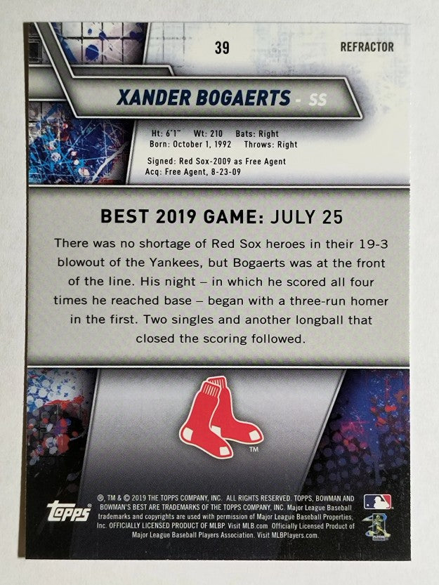 2019 Bowman's Best Refractors #39 Xander Bogaerts
