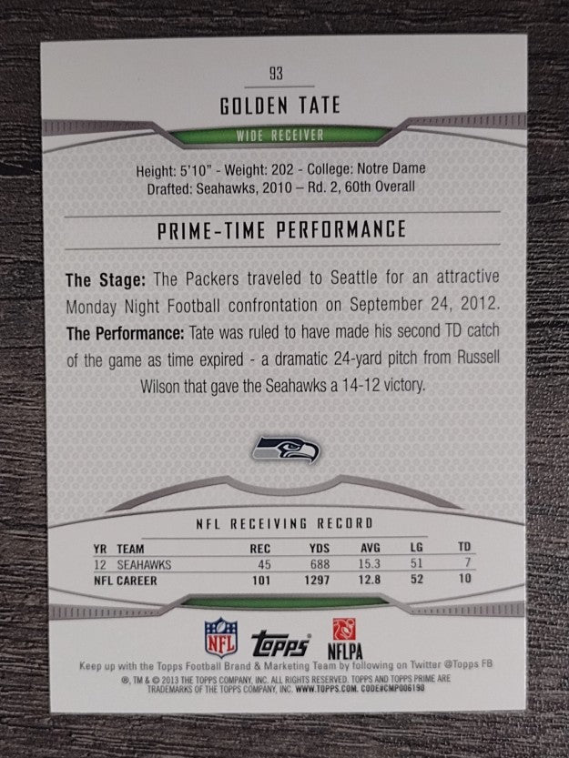 2013 Topps Prime Retail #93 Golden Tate