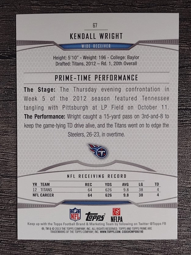 2013 Topps Prime Retail #67 Kendall Wright
