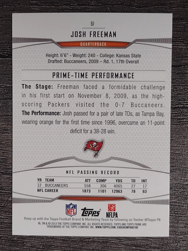 2013 Topps Prime Retail #61 Josh Freeman