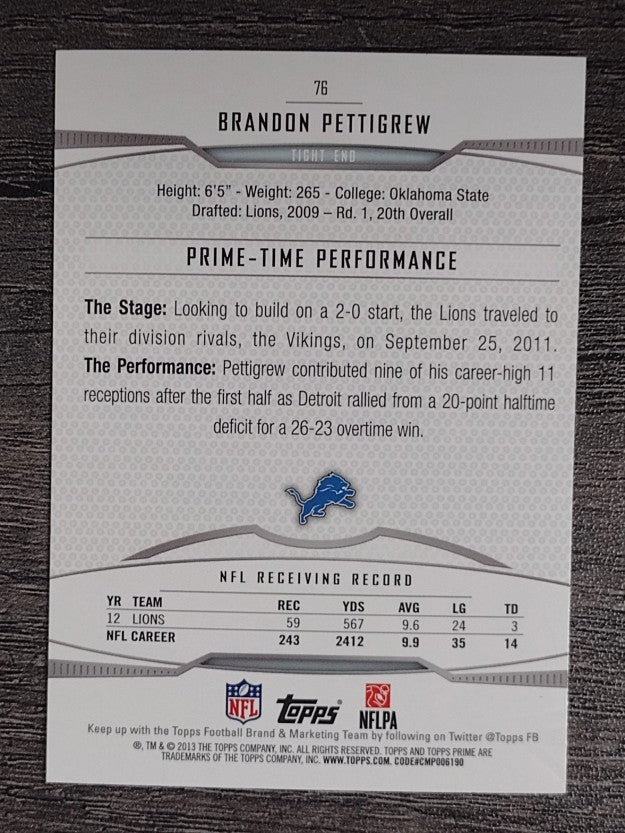 2013 Topps Prime Retail #76 Brandon Pettigrew