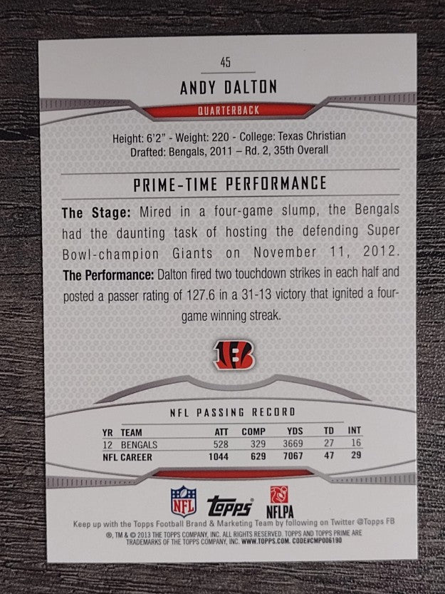 2013 Topps Prime Retail #45 Andy Dalton