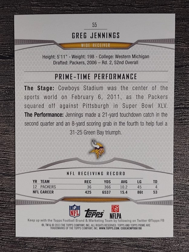 2013 Topps Prime Retail #55 Greg Jennings