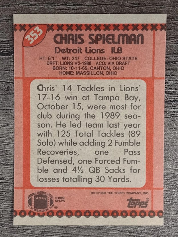 1990 Topps #353 Chris Spielman