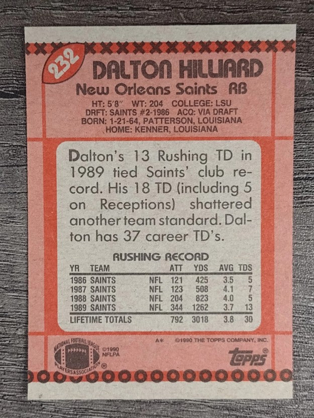 1990 Topps #232 Dalton Hilliard
