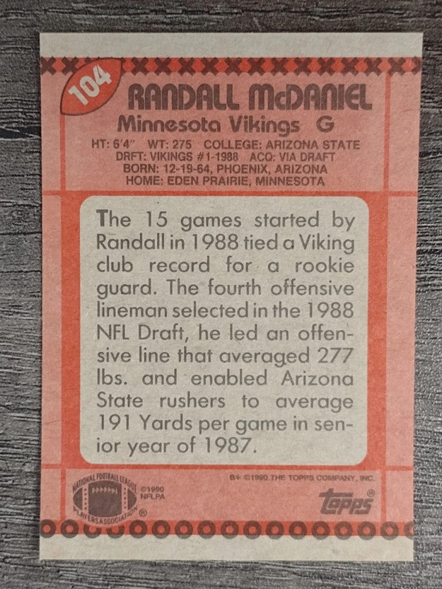 1990 Topps #104 Randall McDaniel