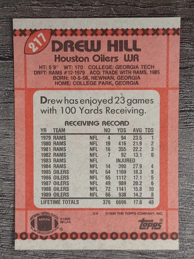 1990 Topps #217 Drew Hill