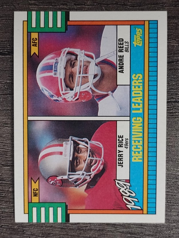 1990 Topps Disclaimer Back #431A Receiving Leaders/Jerry Rice/Andre Reed