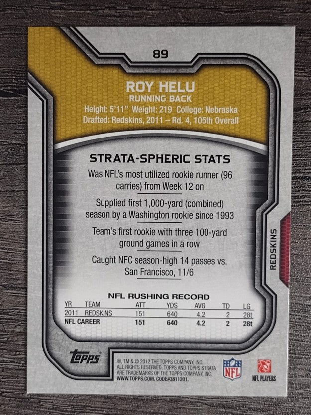 2012 Topps Strata #89 Roy Helu