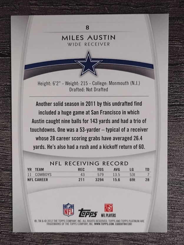 2012 Topps Platinum #8 Miles Austin