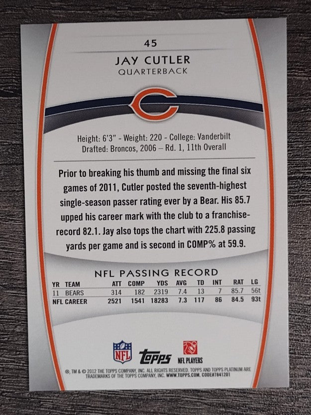 2012 Topps Platinum #45 Jay Cutler