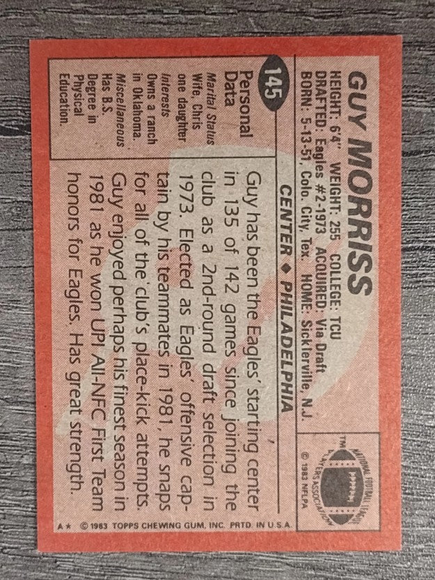 1983 Topps #145 Guy Morriss