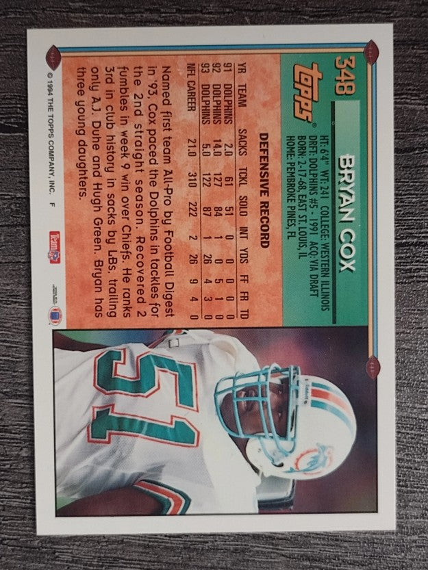 1994 Topps #348 Bryan Cox