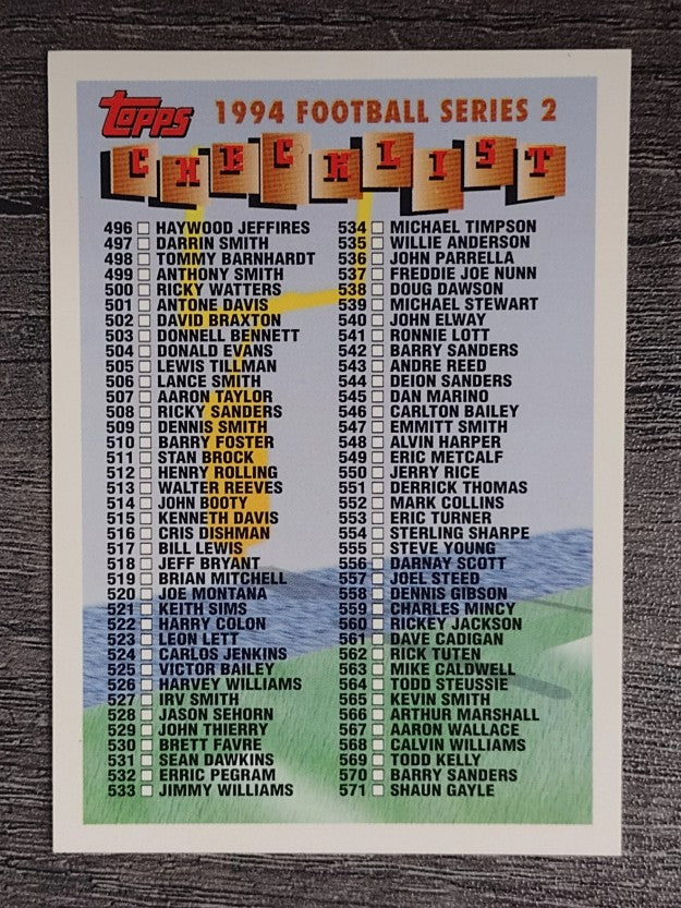 1994 Topps #660 Checklist Card