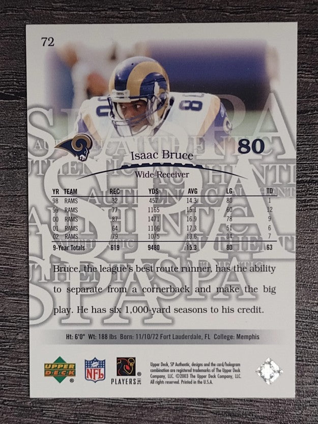 2003 SP Authentic #72 Isaac Bruce