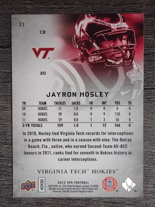 2012 SP Authentic #21 Jayron Hosley