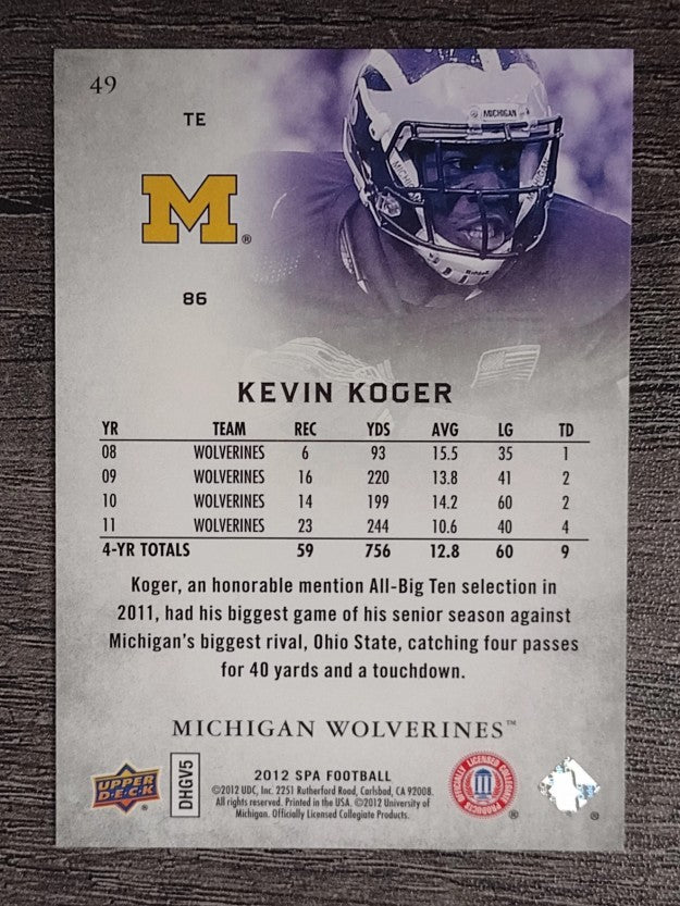 2012 SP Authentic #49 Kevin Koger