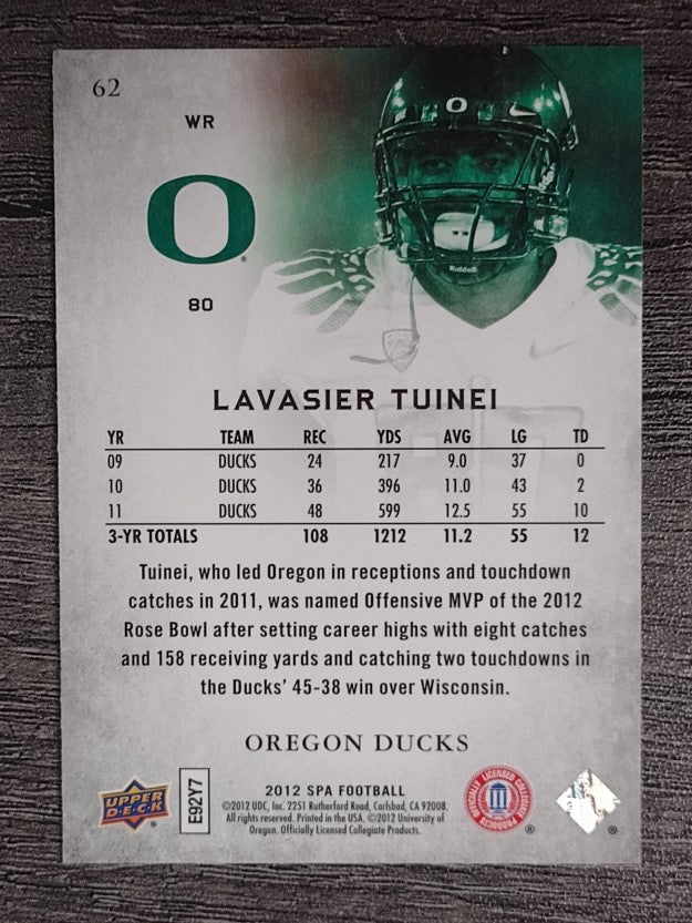 2012 SP Authentic #62 Lavasier Tuinei
