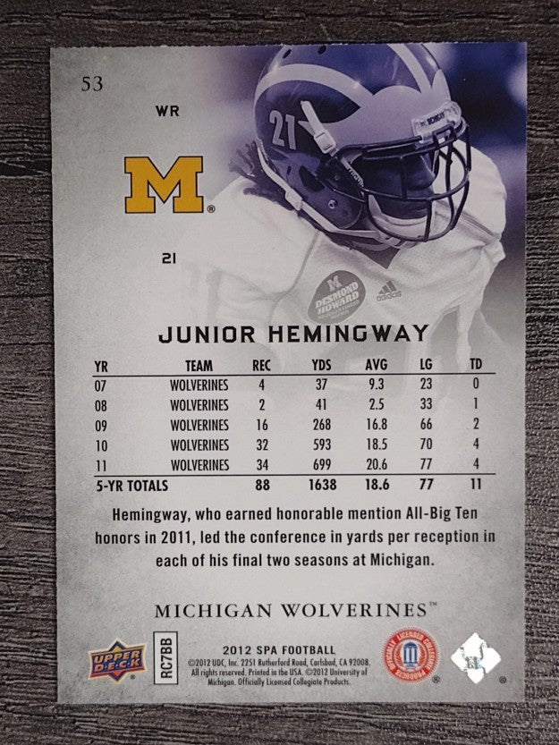 2012 SP Authentic #53 Junior Hemingway