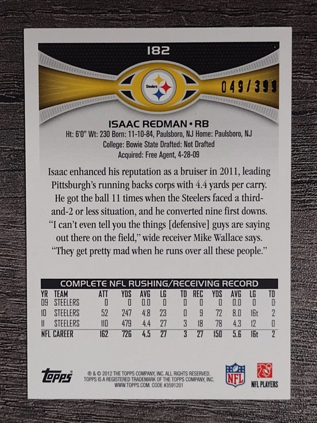 2012 Topps Camo #182 Isaac Redman (EXMT)