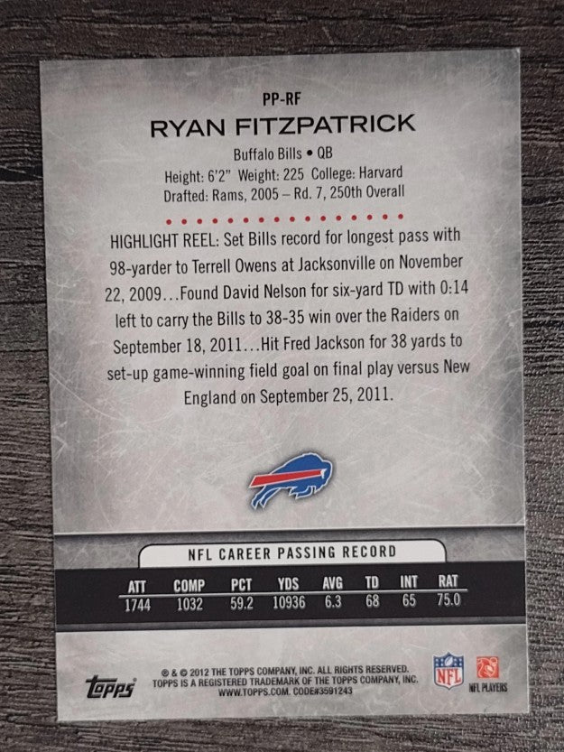 2012 Topps Prolific Playmakers #PPRF Ryan Fitzpatrick