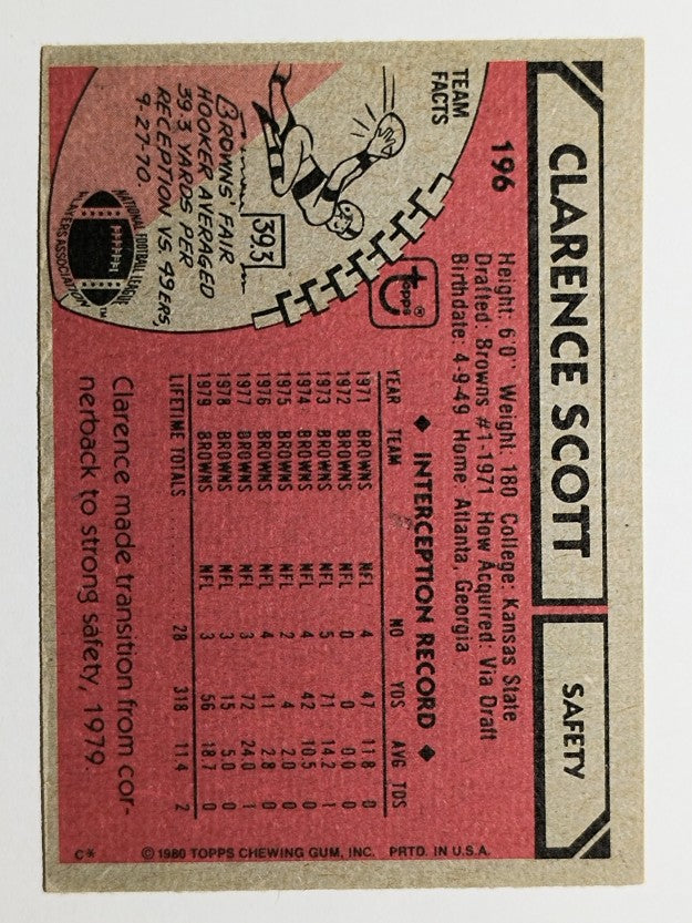 1980 Topps #196 Clarence Scott (GOOD)