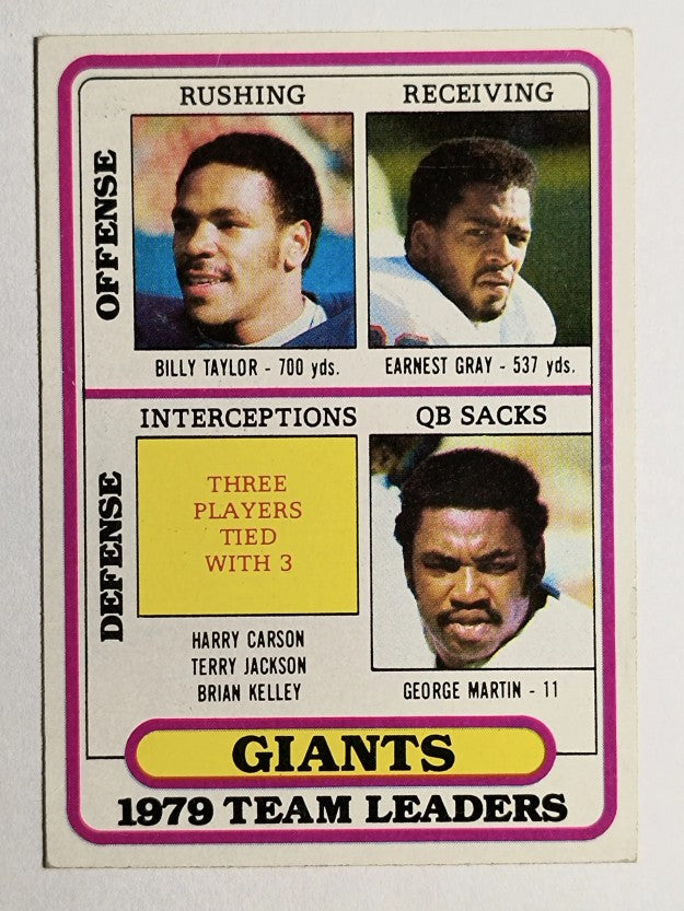 1980 Topps #94 New York Giants TL/Billy Taylor/Earnest Gray/George Martin (VG)