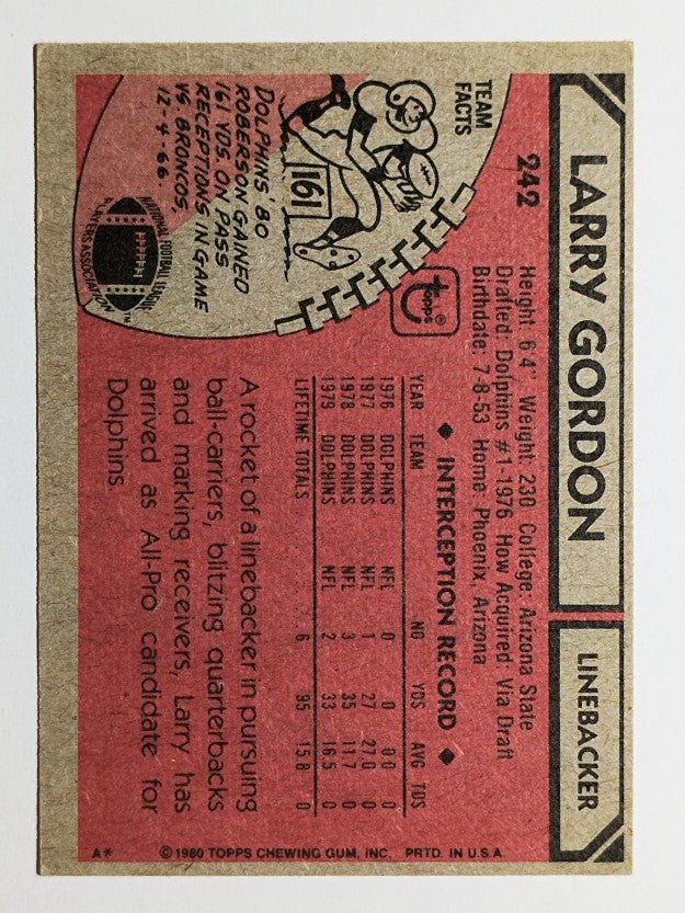 1980 Topps #242 Larry Gordon (VGEX)