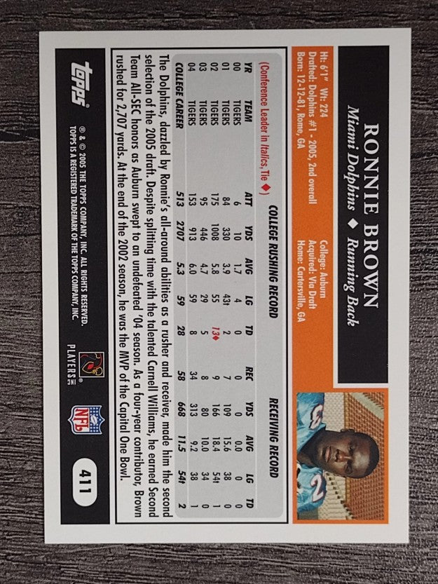 2005 Topps #411 Ronnie Brown RC