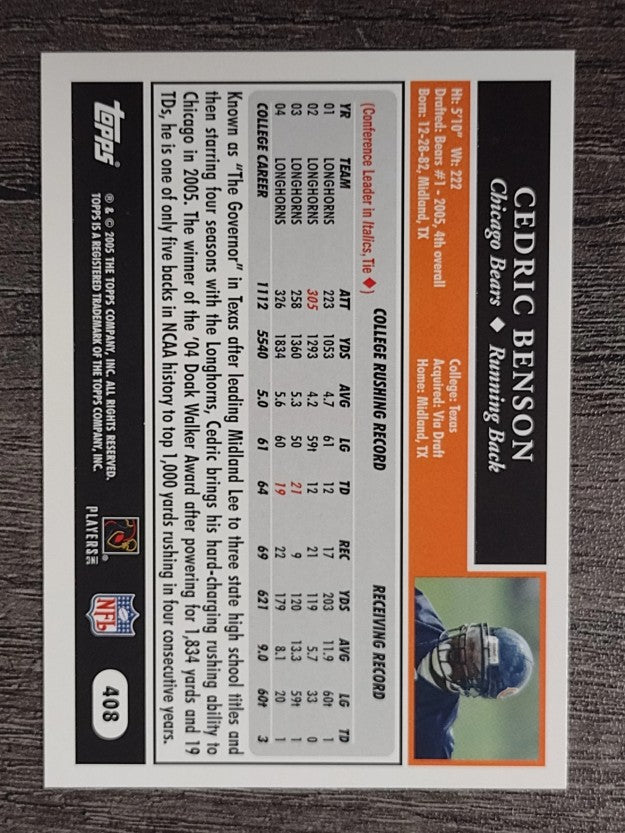 2005 Topps #408 Cedric Benson RC
