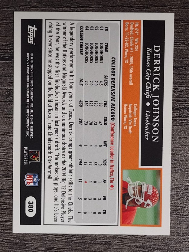 2005 Topps #380 Derrick Johnson RC